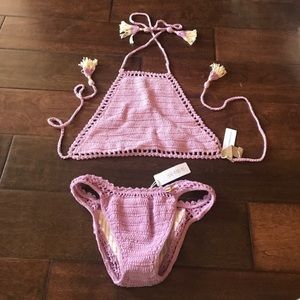 SHE MADE ME Lilac Crochet Bikini